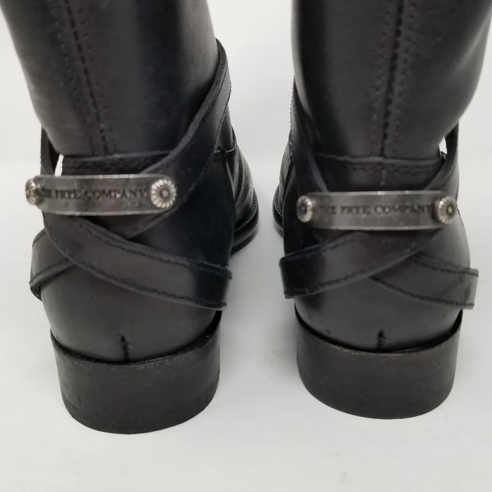 Frye Womens Lindsay Plate Short Boots Black Leather Moto Size 6.5 Straps Pull On